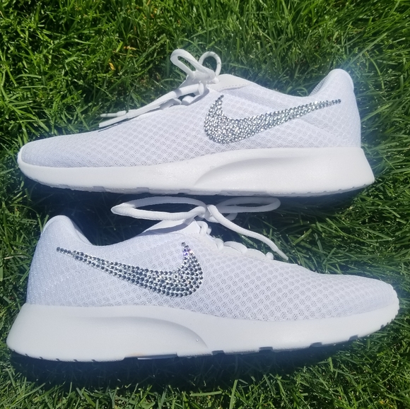 Bling Nike Tanjun White Sneakers - Blinged Out - Picture 2 of 11